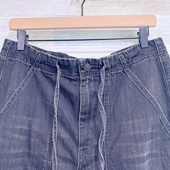 VINCE Slouchy Drawstring Slim Jeans Black 100% Cotton Japanese Denim Womens 27 - Picture 2 of 7